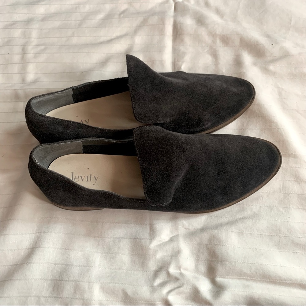 Levity Carla Black Suede Slip-on Loafer